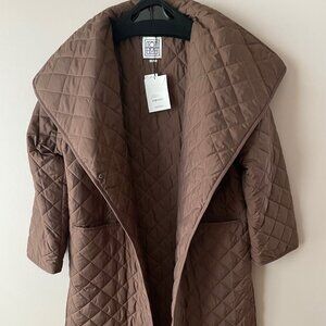 TOTEME  Annecy Siganture Quilted Coat in Saddle Brown OVERSIZED FIT size XS NWT